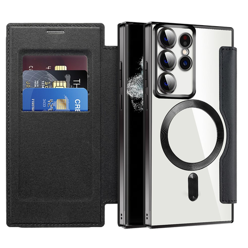  Techsuit - SmartMag könyv tok - Samsung Galaxy S22 Ultra 5G - Fekete
