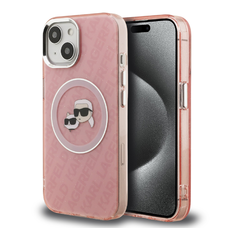 Karl Lagerfeld IML K&CH Heads Repeated Logo MagSafe tok iPhone 15-höz rózsaszín