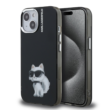 Karl Lagerfeld IML Aquarelle Choupette tok iPhone 15-höz fekete