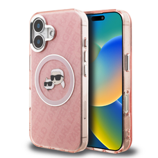 Karl Lagerfeld IML K&CH Heads Repeated Logo MagSafe tok iPhone 16 Pink tok