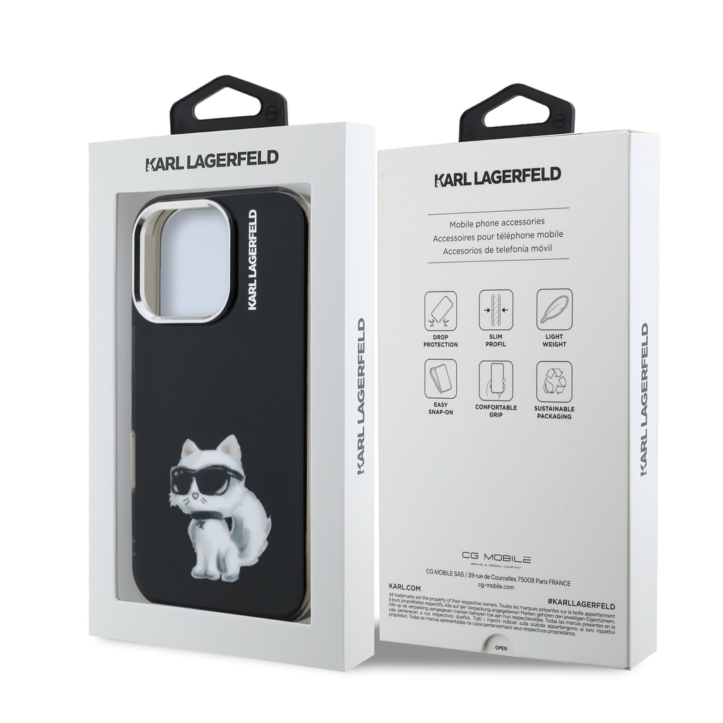  iPhone 16 Pro Fekete Karl Lagerfeld IML Aquarelle Choupette tok - 7