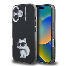 Karl Lagerfeld IML Aquarelle Choupette tok iPhone 16-hoz fekete