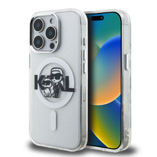 Karl Lagerfeld IML Glitter Karl és Choupette Sketch MagSafe iPhone 15 Pro tok