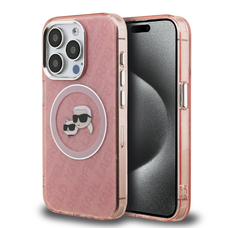 Karl Lagerfeld IML K&CH Heads Repeated Logo MagSafe tok iPhone 15 Pro Max Pink