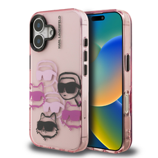 Karl Lagerfeld IML Multi K&CH Heads tok iPhone 16-hoz rózsaszín