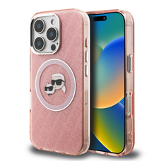 Karl Lagerfeld IML K&CH Heads Repeated Logo MagSafe tok iPhone 16 Pro Pink tok