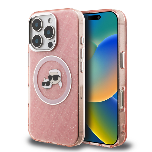 Karl Lagerfeld IML K&CH Heads Repeated Logo MagSafe tok iPhone 16 Pro Pink tok