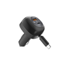 FORCELL F-ENERGY Alu autós töltő visszahúzható kábellel Type C és Type C + USB A aljzatokkal PD QC4.0 SFC2.0 3A 75W fekete - 0. kép