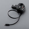 FORCELL F-ENERGY Alu autós töltő visszahúzható kábellel Type C és Type C + USB A aljzatokkal PD QC4.0 SFC2.0 3A 75W fekete - 2. kép