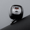 FORCELL F-ENERGY Alu autós töltő visszahúzható kábellel Type C és Type C + USB A aljzatokkal PD QC4.0 SFC2.0 3A 75W fekete - 3. kép