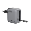 FORCELL F-ENERGY GaN III VT-R5 utazótöltő visszahúzható kábellel Type C és Type C töltőport PD QC4.0 3A 45W szürke, - 0. kép