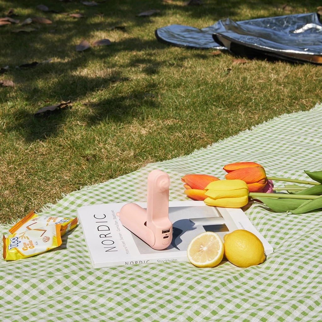 Jisulife Hordozható Ventilátor Life8 Plus USB Ventilátor Power Bank Funkcióval 4500mAh és Zseblámpa - Rózsaszín - 7