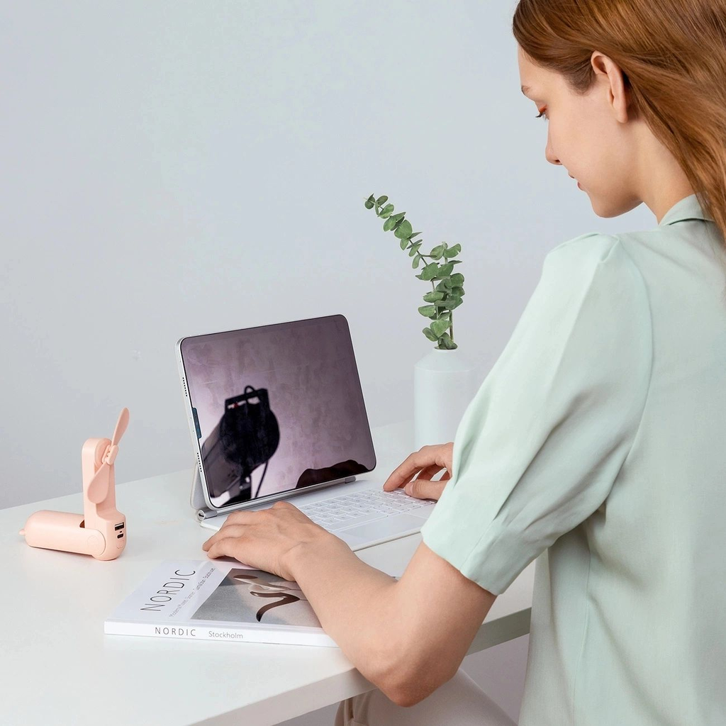 Jisulife Hordozható Ventilátor Life8 Plus USB Ventilátor Power Bank Funkcióval 4500mAh és Zseblámpa - Rózsaszín - 8