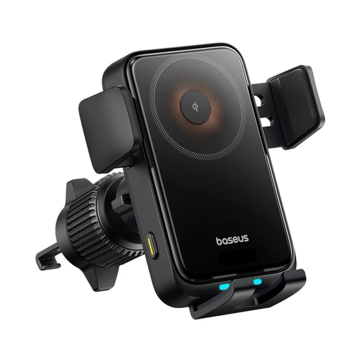Baseus - Vezeték nélküli autós szellőzőrács tartó Wisdom Pro (C40381501123-00) - 15W, 360°, Automatikus tekercs igazítás, LED fény, 7.2 inch - Fekete