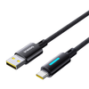 Baseus - Data Cable Lit (P10379002121-01) - USB-ről C típusú csatlakozóra, 100W, gyorstöltés, világítás, gombvezérlés, 2m - Kozmikus fekete - 1. kép