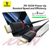 Baseus - Dura sorozatú adatkábel (P10377803U01-03) - MacBookhoz, Type-C, gyors töltés, PD 100W, 480 Mbps, 2 m - Piros / Fekete - 3. kép