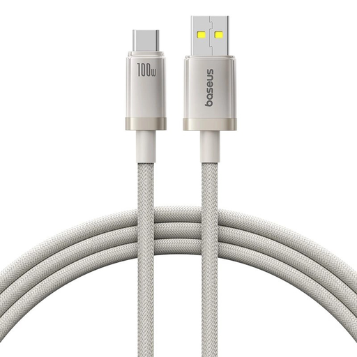 Baseus - Titanium adatkábel (P10378102G21-00) - USB-ről Type-C-re 100W, Gyors töltés, 480Mbps, Nejlon, 1m - Ezüst