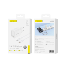 FONENG fali töltő EU55 GaN PD 20W 1xUSB-C + kábel USB-C - Lightning Fehér