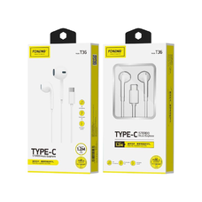FONENG vezetékes fülhallgató T36 USB-C mikrofonnal 1.2M Fehér