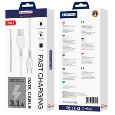 JELLICO kábel KDS-32 USB-C USB 3.1A 2M Fehér