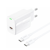 FONENG hálózati töltő EU65 PD 20W 1xUSB-C + kábel USB-C - USB-C Fehér - 0. kép