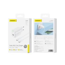 FONENG hálózati töltő EU65 PD 20W 1xUSB-C + kábel USB-C - USB-C Fehér