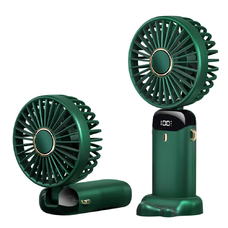 Techsuit - Kézi ventilátor (N15) - Összecsukható kialakítás, digitális kijelző, rendkívül halk, 1800mAh - Zöld