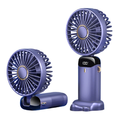Techsuit - Kézi Ventilátor (N15) - Összecsukható Kialakítás, Digitális Kijelző, Ultra Csendes, 1800mAh - Lila
