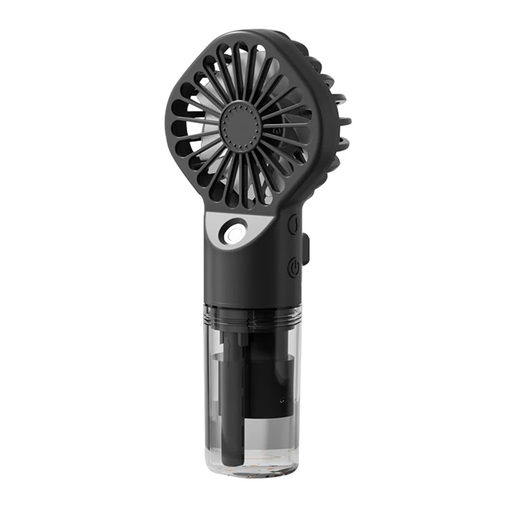 Techsuit - Kézi Ventilátor (G10) - Hordozható, párásítóval, négy sebességfokozattal, USB - Fekete