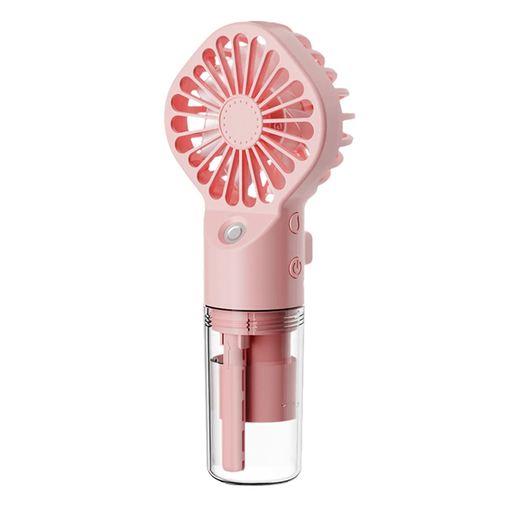 Techsuit - Kézi Ventilátor (G10) - Hordozható, párásítóval, négy sebességgel, USB - Rózsaszín