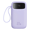 Baseus - Power Bank Qpow Pro+ (P10055003513-00) - Lightning, 2x Type-C, USB, 22.5W, 10000mAh, Type-C kábel, 30cm - Lila - 0. kép