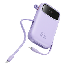 Baseus - Power Bank Qpow Pro+ (P10055003513-00) - Lightning, 2x Type-C, USB, 22.5W, 10000mAh, Type-C kábel, 30cm - Lila