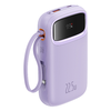 Baseus - Power Bank Qpow Pro+ (P10055003513-00) - Lightning, 2x Type-C, USB, 22.5W, 10000mAh, Type-C kábel, 30cm - Lila - 2. kép