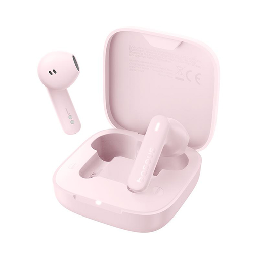 Baseus - Vezeték nélküli fülhallgató Bowie E16 (A00061900413-01) - Bluetooth 5.3, Tényleges vezeték nélküli, Érintésvezérlés, Vízálló - Rózsaszín