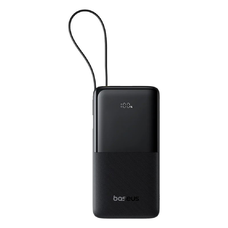 Baseus - Bipow 2 Power Bank (P10077101113-00) - beépített USB-C kábellel, Type-C, USB, intelligens kijelzővel, 10000mAh, 20W - Fekete