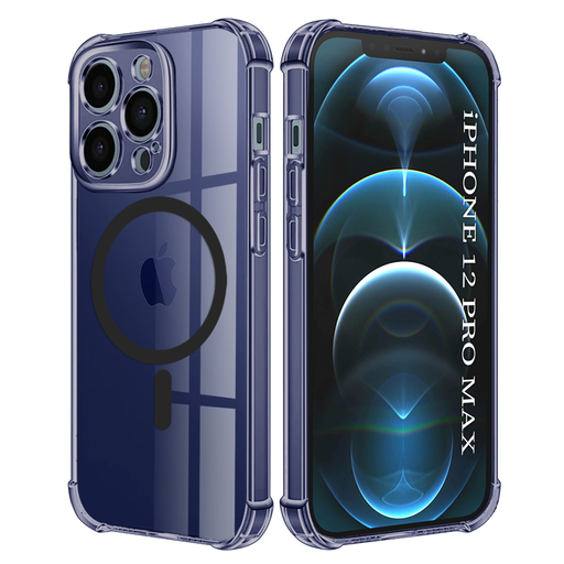 Techsuit - Ütésálló Átlátszó Szilikon MagSafe - iPhone 12 Pro Max - Füst Fekete tok Techsuit - Ütésálló Átlátszó Szilikon MagSafe - iPhone 12 Pro Max - Füst Fekete tok