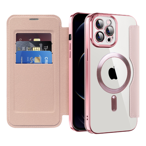 Techsuit - SmartMag Könyv Tok - iPhone 12 Pro Max - Rózsaszín tok Techsuit - SmartMag Könyv Tok - iPhone 12 Pro Max - Rózsaszín tok