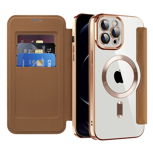 Techsuit - SmartMag Könyv Tok - iPhone 12 Pro Max - Barna tok