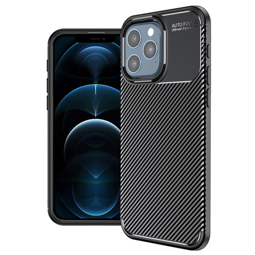 Techsuit - Szénszálas - iPhone 12 Pro Max - Fekete tok