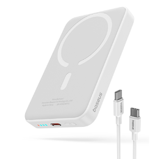 Baseus - Mini Air Power Bank (P10059001223-00) - Type-C, MagSafe töltés, 20W, 10000mAh, Type-C kábellel, 30cm - Fehér