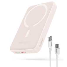 Baseus - Mini Air Power Bank (P10059001413-00) - Type-C, MagSafe töltés, 20W, 10000mAh, Type-C kábellel, 30cm - Rózsaszín