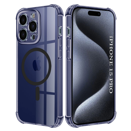 Techsuit - Ütésálló Átlátszó Szilikon MagSafe - iPhone 15 Pro - Füstfekete tok