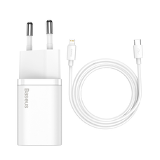 Baseus Super SI hálózati töltő adapter PD20W + Lightning kábel fehér