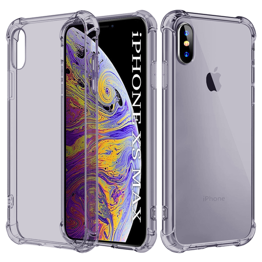 Techsuit - Ütésálló Átlátszó Szilikon - iPhone XS Max - Füstös Fekete tok