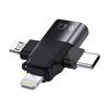 Techsuit - Prémium OTG Adapter SoundVoltX (A17) - 4 az 1-ben, USB-ről Micro-USB + Type-C + Lightning, Plug and Play - Fekete - 0. kép