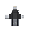 Techsuit - Prémium OTG Adapter SoundVoltX (A17) - 4 az 1-ben, USB-ről Micro-USB + Type-C + Lightning, Plug and Play - Fekete - 1. kép