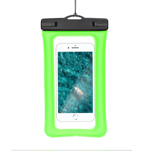Vízálló telefontok műanyag záródással AIRBAG zöld tok