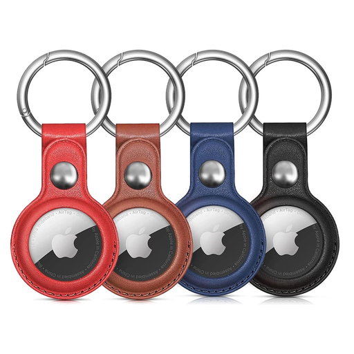 Apple AirTag PU bőrtok - Fekete, Barna, Piros, Kék - 4 darab Apple AirTag PU bőrtok - Fekete, Barna, Piros, Kék - 4 darab