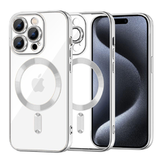iPhone 15 Pro - Techsuit - Luxus Kristály MagSafe - Ezüst tok