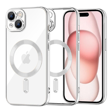iPhone 15 - Techsuit - Luxus Kristály MagSafe - Ezüst tok